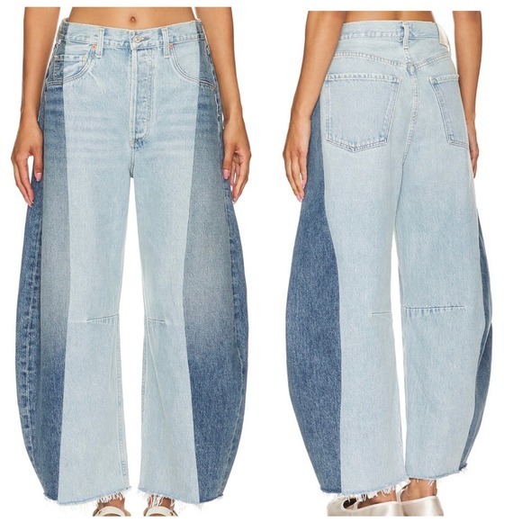 Citizens Of Humanity Denim - Citizens of Humanity Pieced Horseshoe Wide Leg Jeans Sz 26" Barrel Fracture Wash